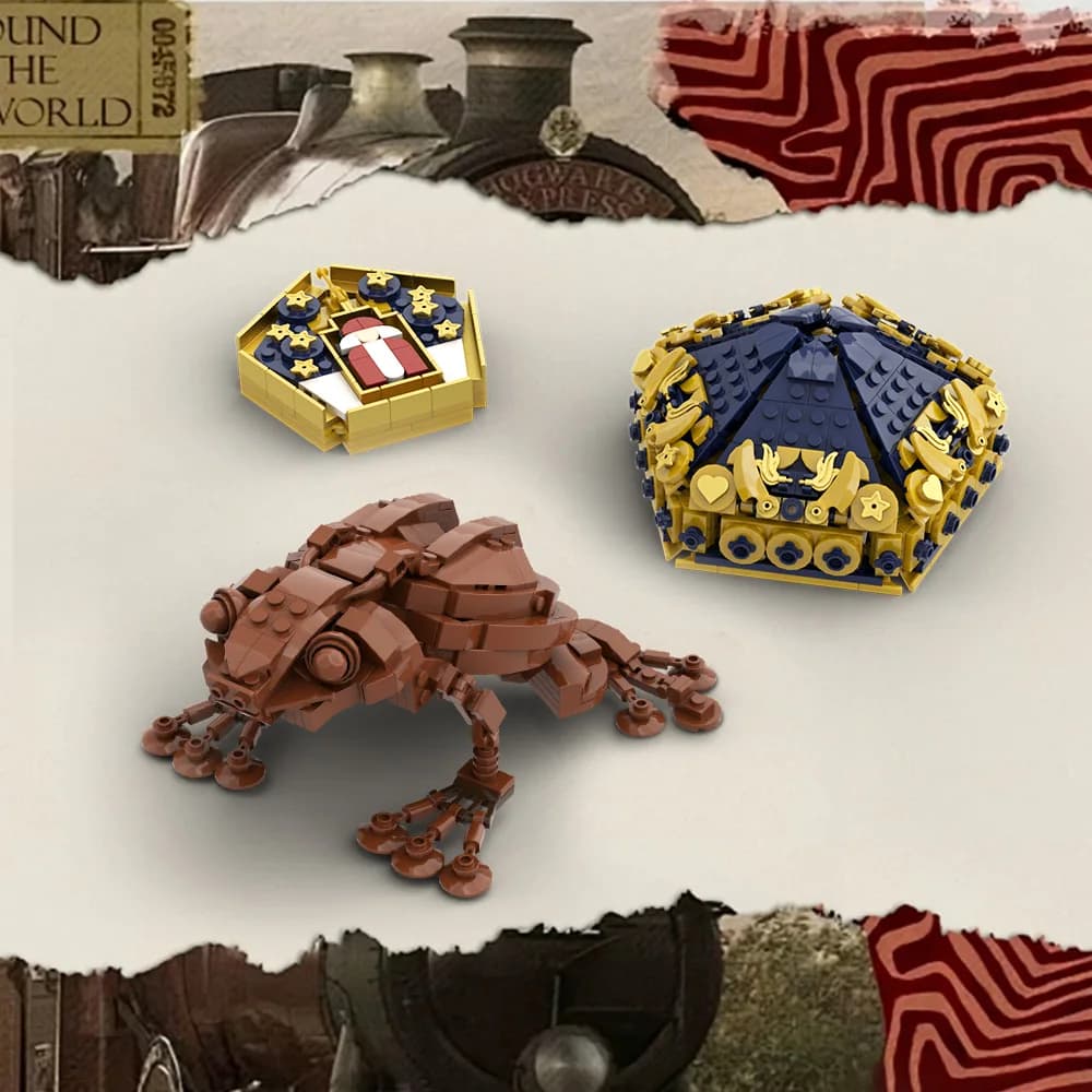MOC Magic School Chocolate Frog Building Blocks Sweets Box Wizard Card Hogwarts Chocolate Frog Brick Toy Kid Gift