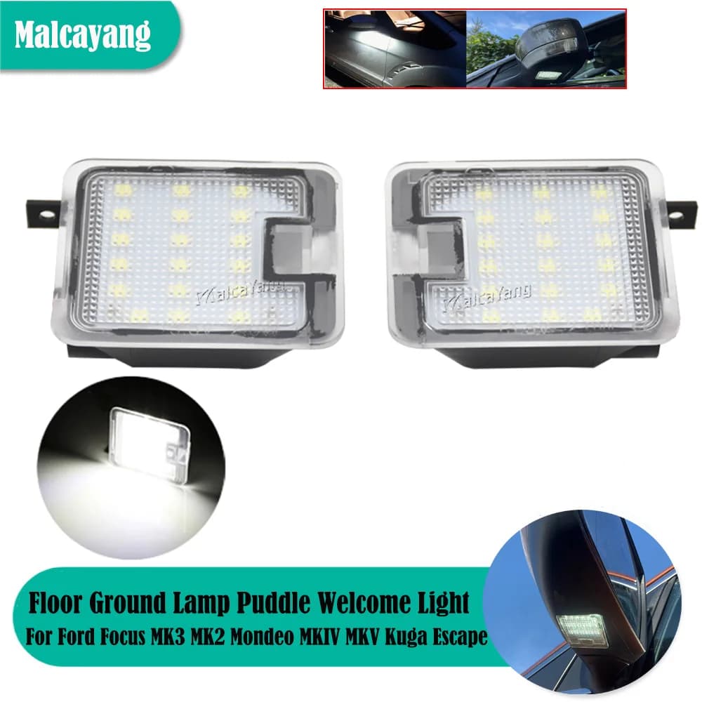 Luce per pozzanghera a LED sotto la luce dello specchietto laterale per Ford Focus MK3 MK2 Mondeo MKIV MKV Kuga C-Max Escape S-Max