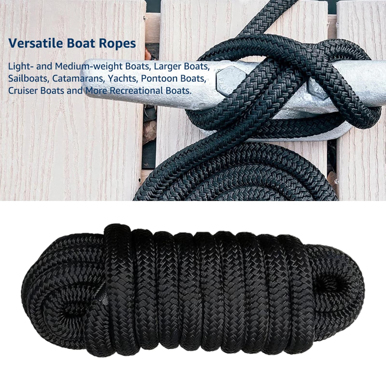 Linea di ancoraggio per barche marine Linea di ancoraggio in nylon intrecciato doppio Linee di ormeggio marine Corda Accessori per barche resistenti per yacht per barche