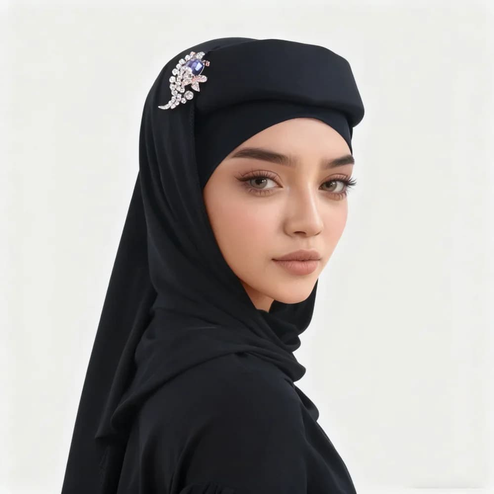 Spugna Turbante Cap Con Spilla Sciarpa Donne Musulmane Cappello Hijab Africano Auto Gele Headtie Nigeria Festa di Nozze Copricapi Foulard