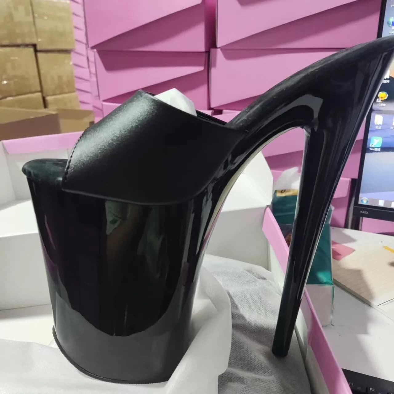 9 inches sexy paint waterproof platform, thin heel shoes 23cm pole dancing model walking slippers