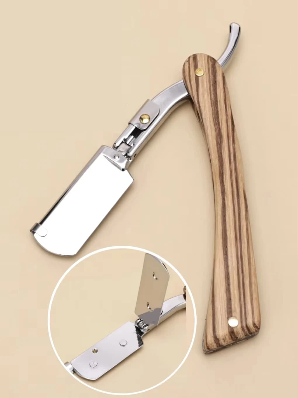 Barbiere Manual Razor Straight Edge Stainless Steel Razor Barber Razor Sharpened Solid Wood Folding Barba Trimmer Cutting Tool
