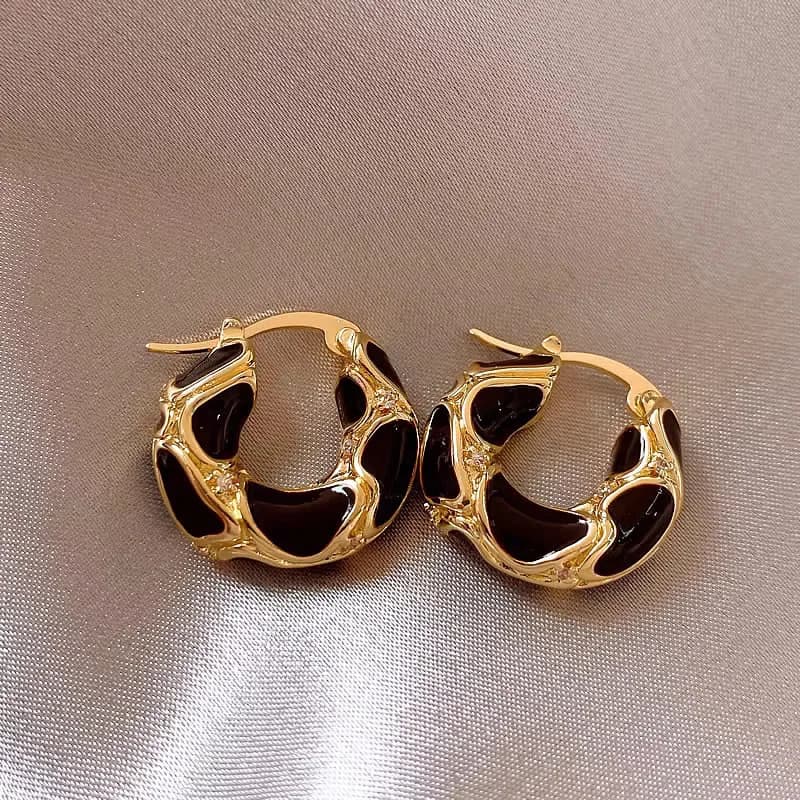 Orecchini a cerchio con strass spessi in smalto leggero francese per le donne Commercio all'ingrosso di gioielli per feste in acciaio inossidabile Huggie Ear