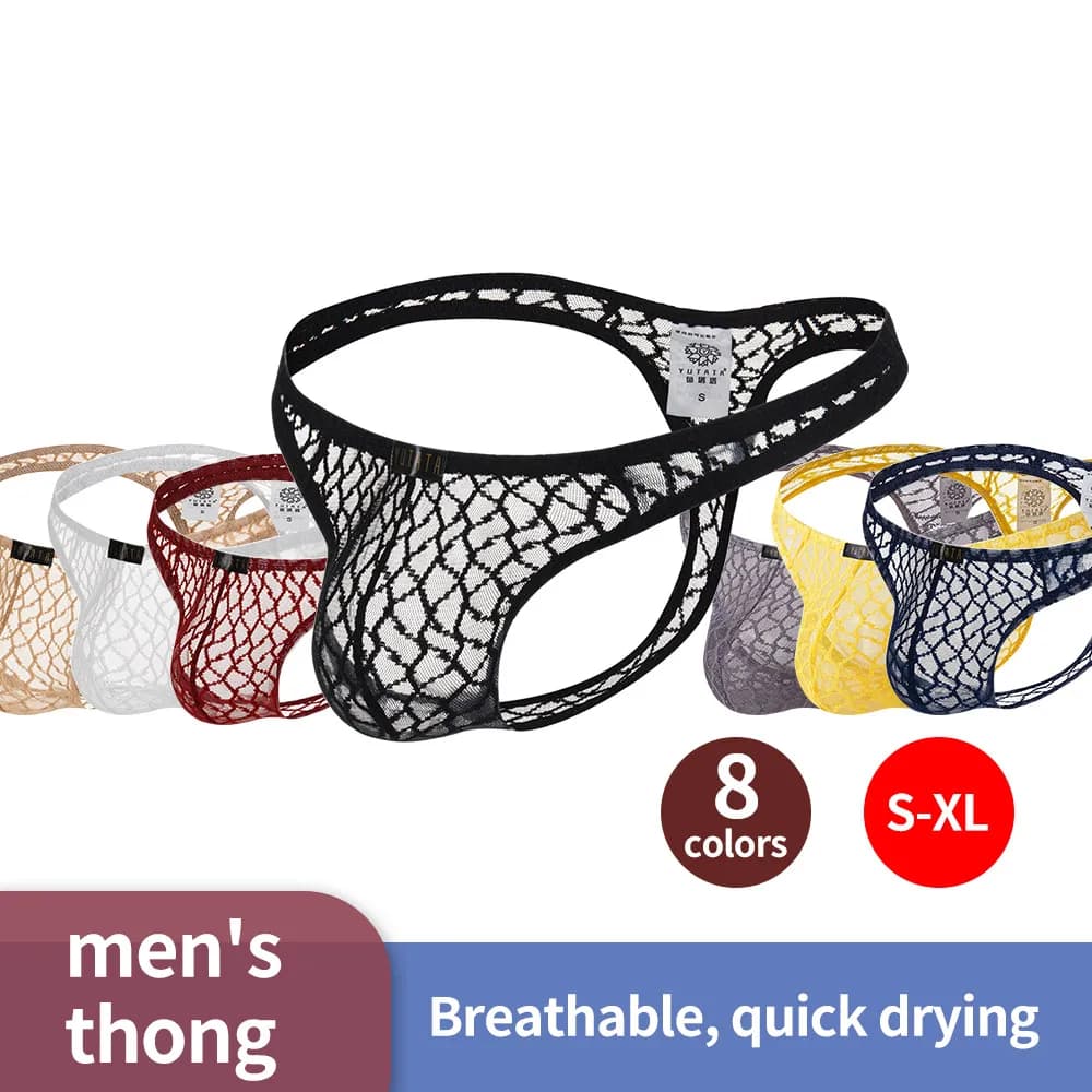 Sexy Lace Men's Thongs - Breathable Quick-Dry Comfortable Underwear for Intimate Nights & Daily Casual Wear All Seasons