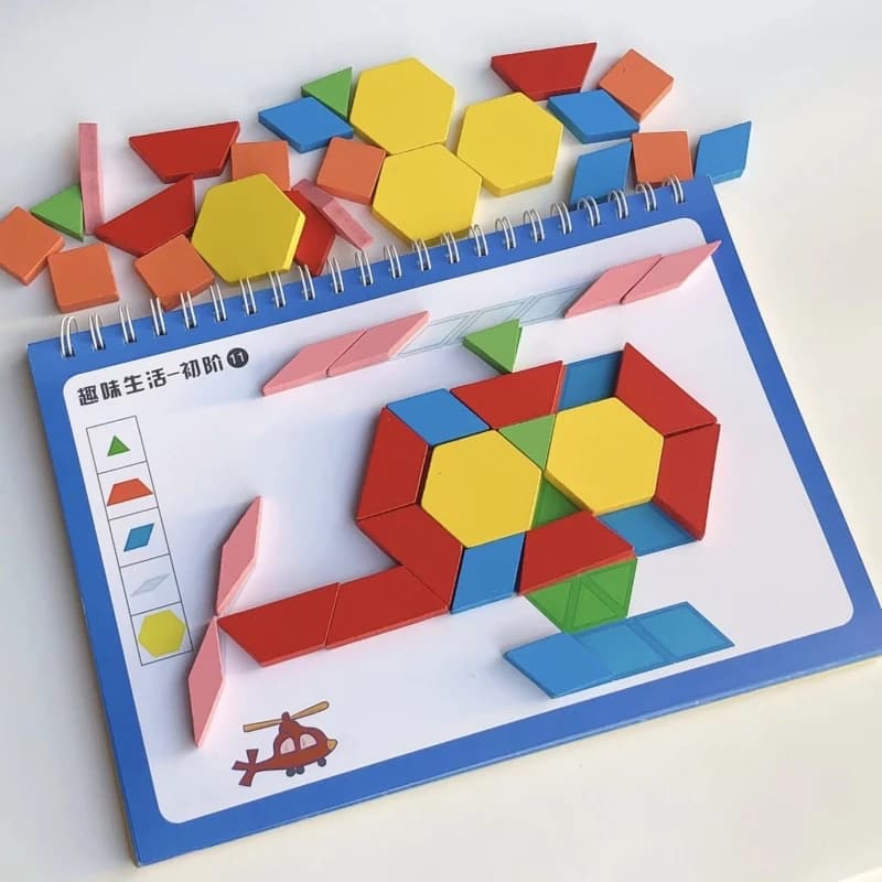 Blocchi Geometrici in Legno a Sei Forme e Sei Colori, Giocattolo Educativo per Bambini, Blocchi da Costruzione in Legno Densificato