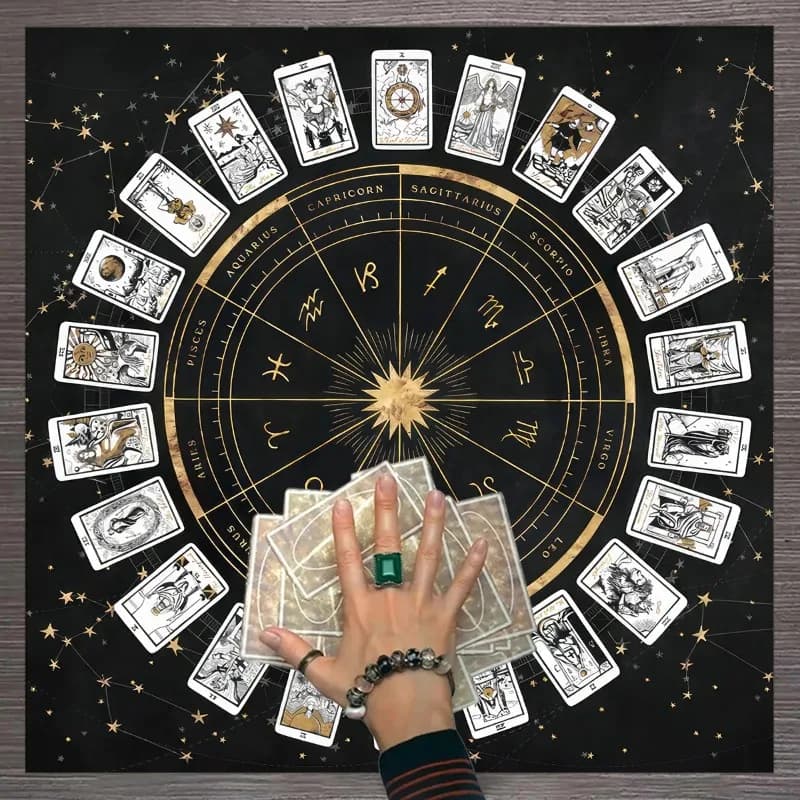 50/75cm Tarot Card Tablecloth Spread Tarot Reading Cloth 12 Constellations Witchcraft Astrology Oracle Card Pad Altar Cloth