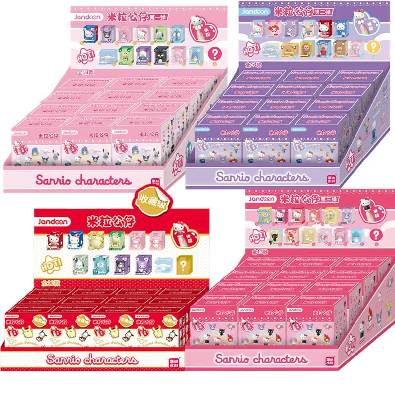 JANDOOM Sanrio Kuromi Hello Kitty Pochacco Cinnamoroll Melody Anime Figura Grano di Riso Bambola Modello Periferico Cieco Scatola Giocattoli Regali