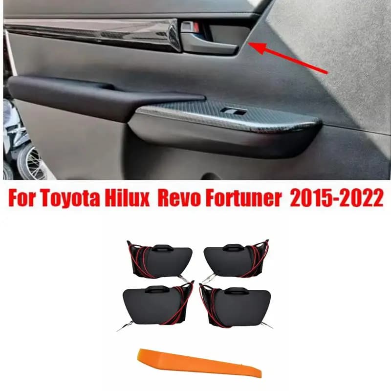 LHD RHD Per Toyota Hilux Revo Fortuner 2015-2022 Auto LED Porta Ciotola Bracciolo Atmosfera Luce Luci Interne Ciotola Maniglia Telaio