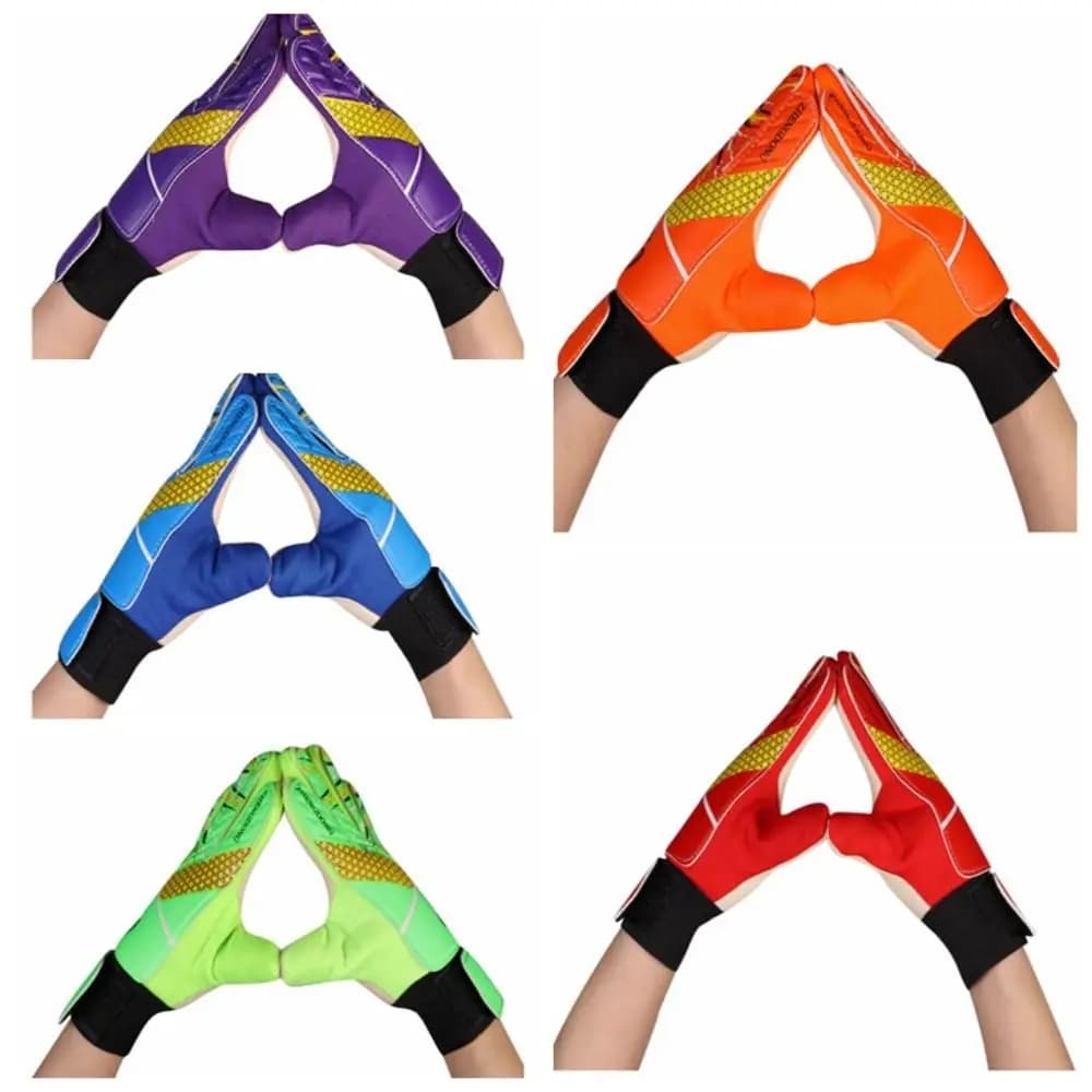 1 paio di guanti da calcio per bambini in lattice a doppia faccia, guanti da portiere con protezione per le dita, guanti da portiere resistenti all'usura, con doppio strato sul polso
