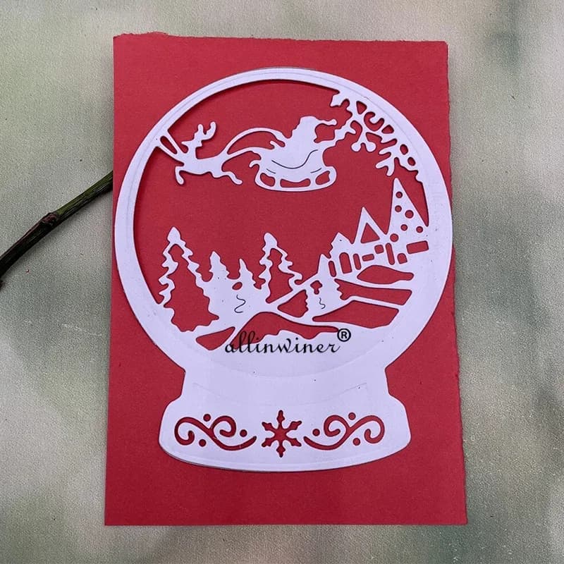 Fustelle in metallo a forma di palla di cristallo natalizia per scrapbooking fai da te, stencil decorativi per goffratura e fustellatura artigianale