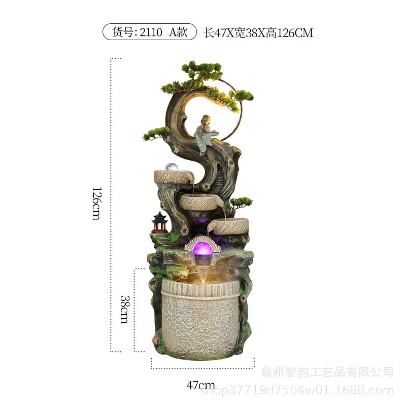 Fontana creativa a cascata con rocce, ornamento acquatico, acquario decorativo per la casa, decorazione per l'ingresso del soggiorno e il cortile, umidificatore