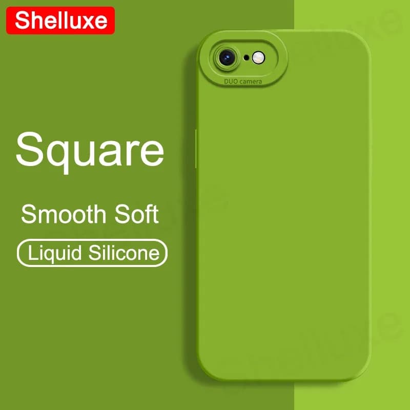 Custodia Shelluxe Square in silicone liquido morbido per iPhone SE 2022, compatibile con iPhone SE, SE2, SE3, 7, 8 Plus, iPhone7, iPhone8, con effetto seta.