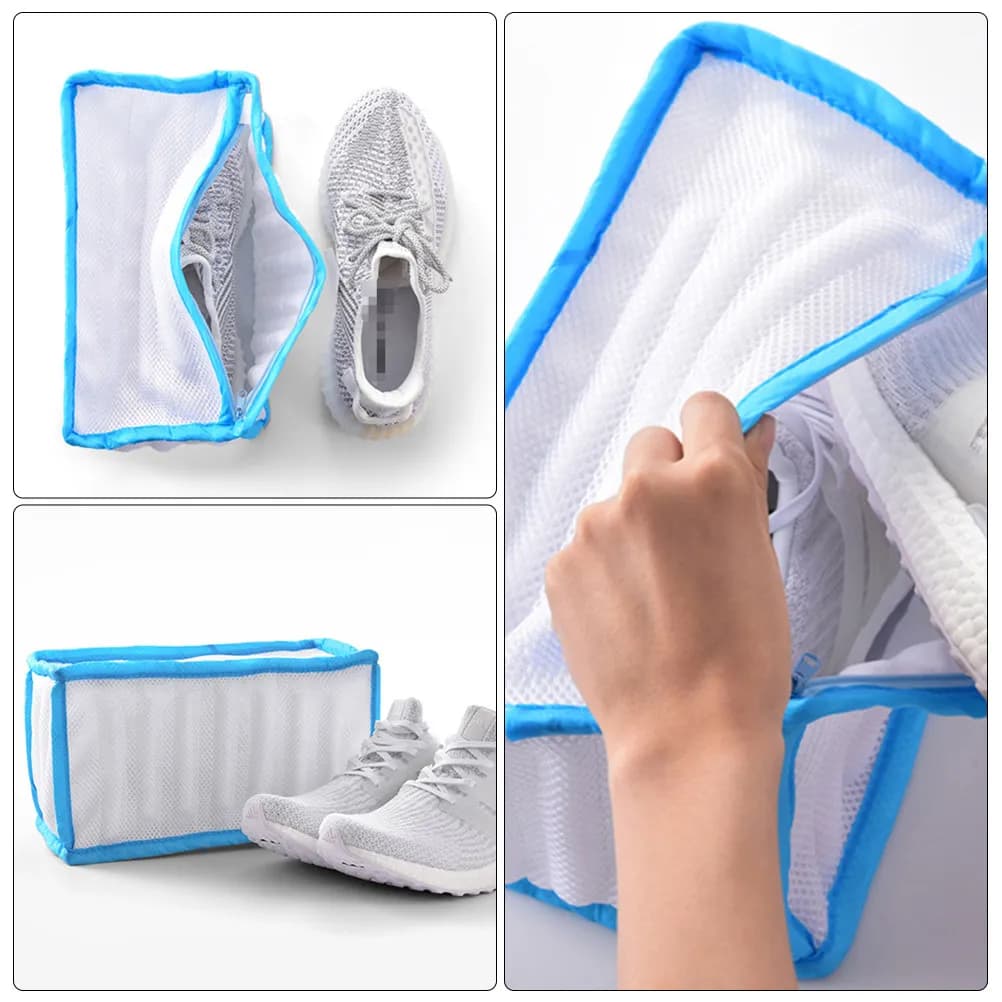 Shoes washing bag, laundry net bag, for sneaker, casual canvas shoes, travel organizer, zipper case, mesh washing tool