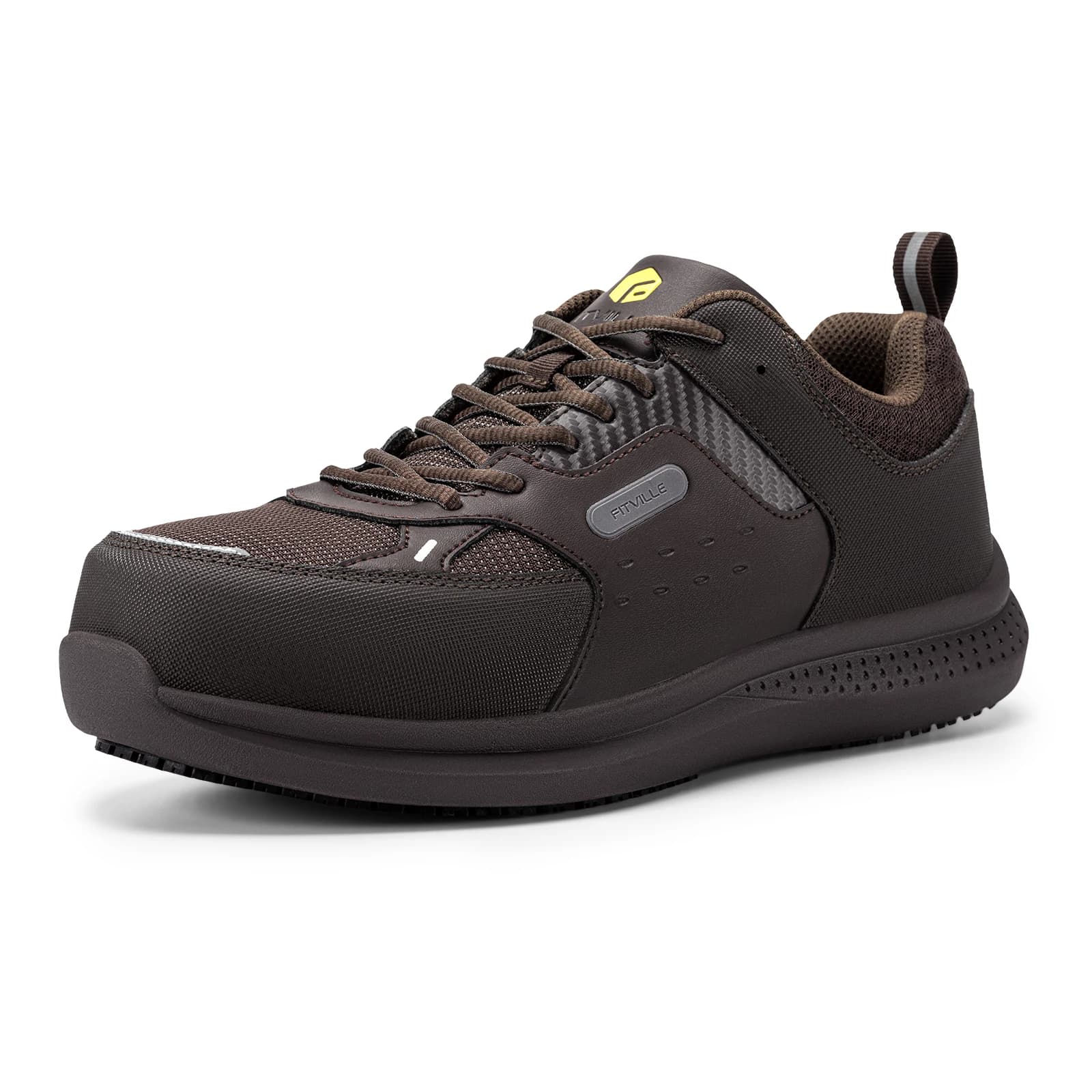 Fitville Extra Wide Toe Work Shoes Indestructable Steel Toe Protective Safety Shoes for Men Slip Resistant Comfortable Sneakers