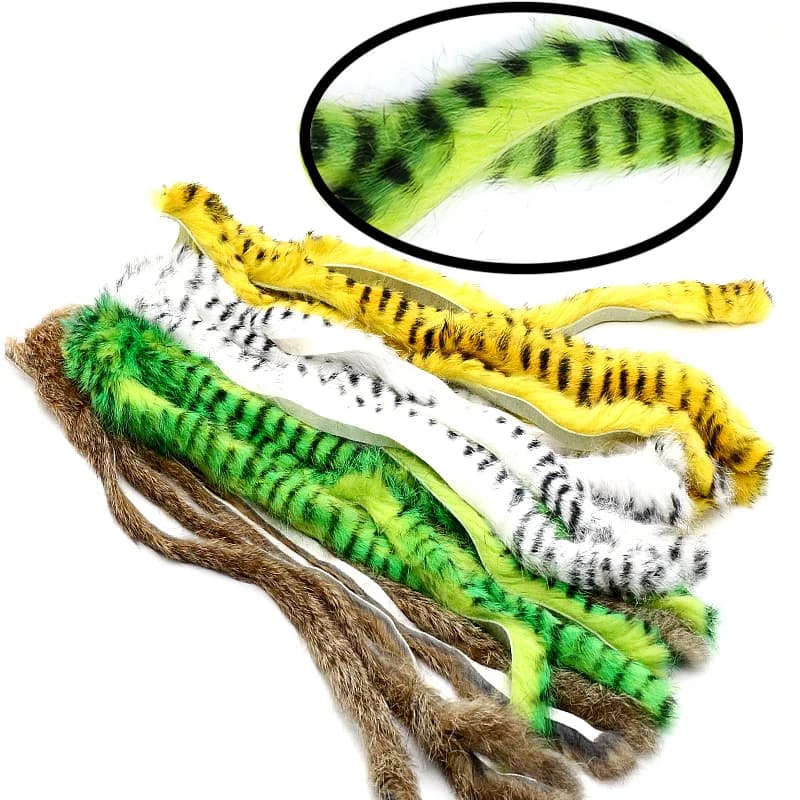 4Pcs Quarter Cut Skin Rabbit Zonker Strips 8mm Width Rabbit Pelt Strip Fly Tying Materials for Larger Streamers Zonkers Baitfish