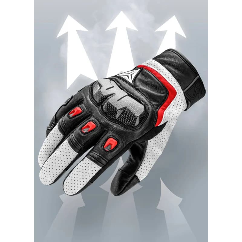 Guanti da moto da motocross in vera pelle per uomo e donna, guanti da corsa touch screen con protezione per le nocche primavera estate