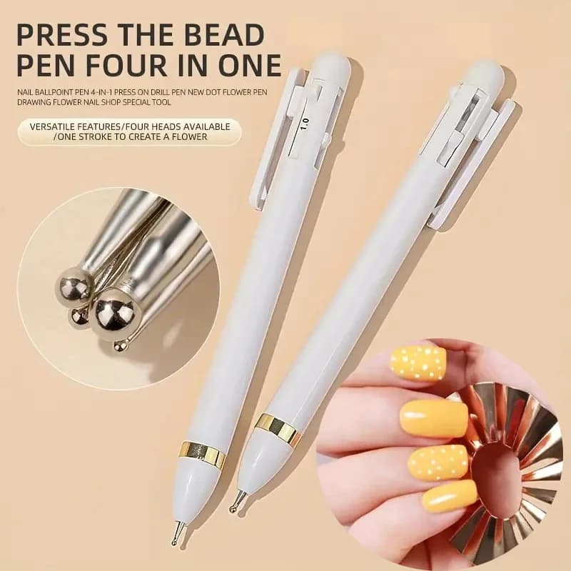 4 in 1 Nail Art Strumenti per punteggiare Nail Art Tip Dot Paint Kit per manicure Penna a sfera girevole Strumenti per punteggiare Penna per punte per unghie