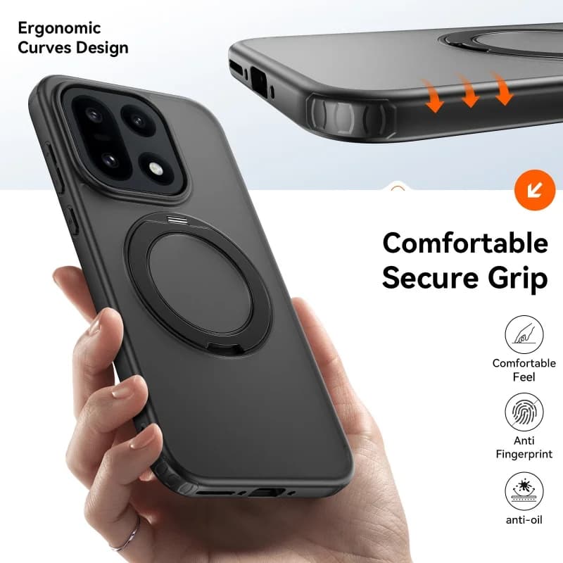 360° Rotatable Metal Ring Holder Bracket Shockproof Case For Oneplus 15 Magnetic Wireless Charging Case Cover