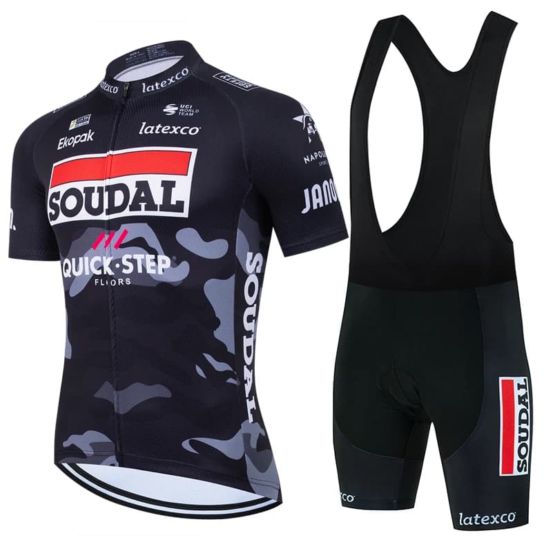 Cycling jersey Soudal Quick Step Set 2025 Man NEW summer cycling clothing MTB Street shirt Shorts with bicycle straps Maillot Cycling