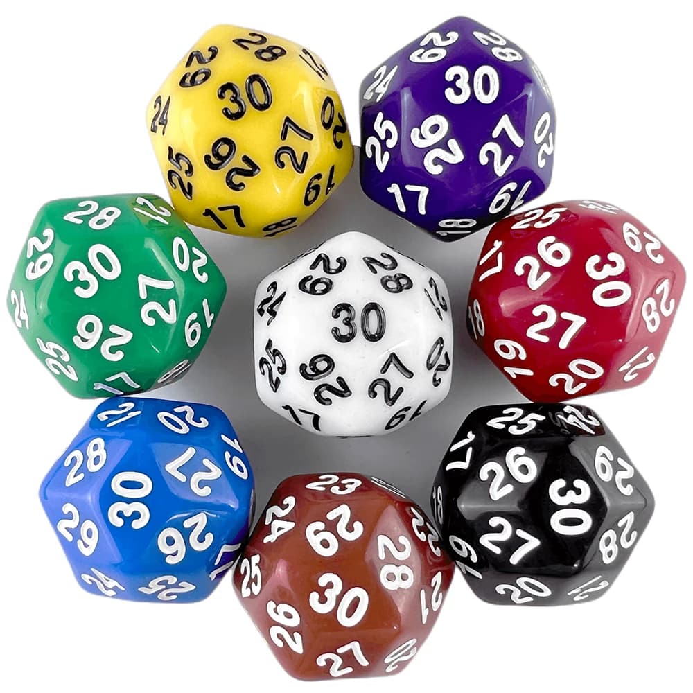 Dadi poliedrici in tinta unita da 1 pezzo D30 per giochi da tavolo DND RPG