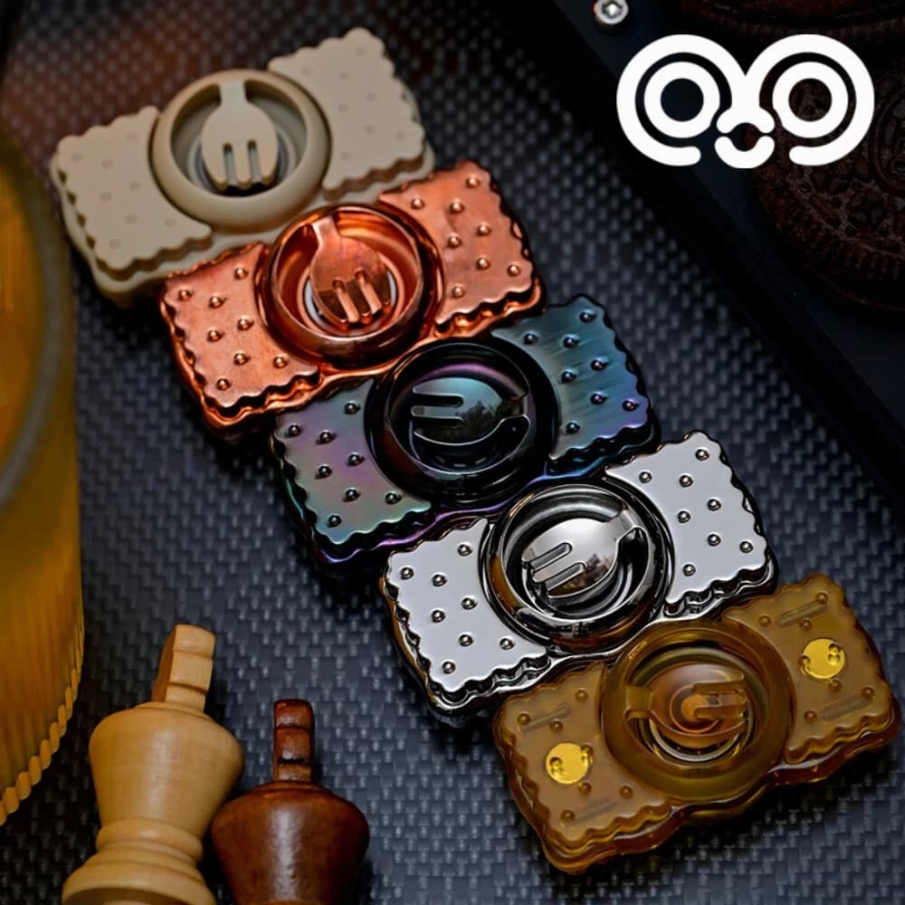YOUBING EDC Biscuit Spinner Giocattoli Antistress per Adulti, Spinner a Due Pale in Acciaio Inossidabile per Alleviare l'Ansia