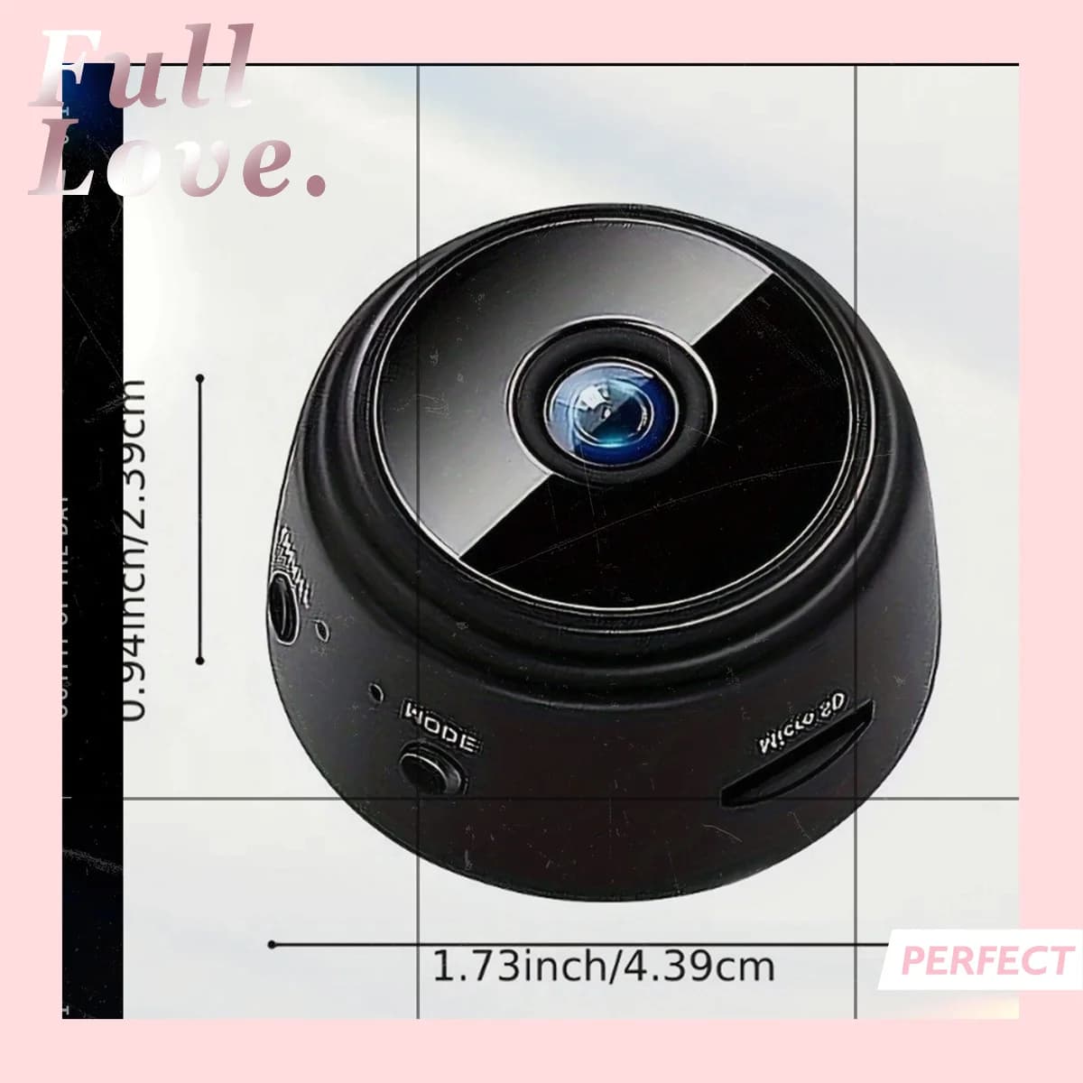 WiFi Security Camera for Interior and Exterior, Wireless with Night Vision in Infrareds, Magnetic Support for Domestic Monitoring 24/7