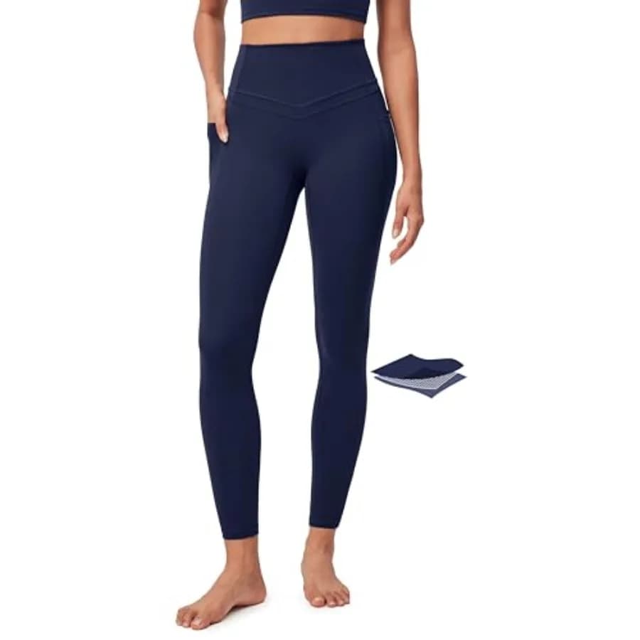 Leggings a Compressione IUGA con Tasche per Donne, Leggings Modellanti Senza Cucitura Frontale, Pantaloni Yoga a Vita Alta per Allenamento