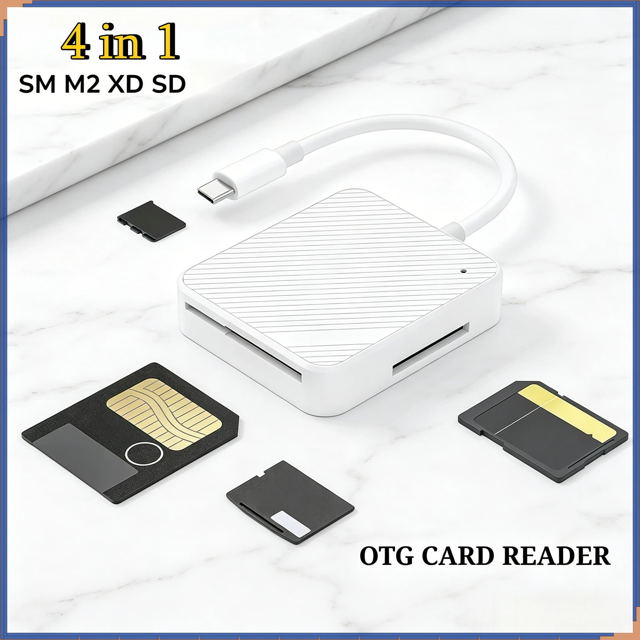 Lettore di schede di memoria 4 in 1 Type-C USB C OTG Smart Media, adattatore per schede M2 SD SM XD per accessori per cellulari Android