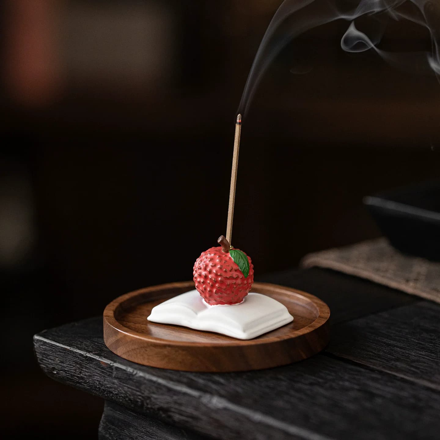 Lychee Tea Pet Incense Stick Holder, Fun Ceramic Burner for Tea Table, Creative Desktop Zen Decor, Prosperity Gift for Tea Lover