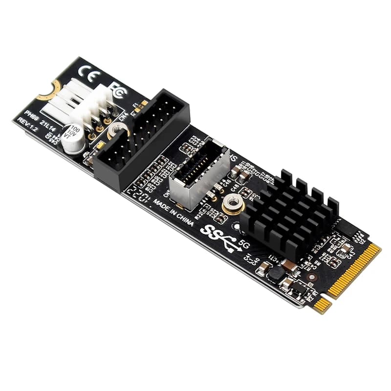 M.2 M Key NVME PCIe for USB 3.1 Front Panel Expansion Board 10Gb TYPE-E + 5Gb 20 pin 2 USB3.0 Adapter Hub Riser for PC
