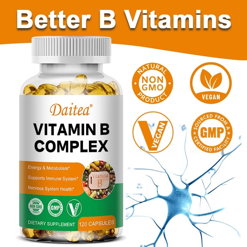 Vitamin B Organic Complex - Improves Absorption, Supports Energy, Immunitic Health, Antioxidant Supplement - 120 Vegetal Capsules