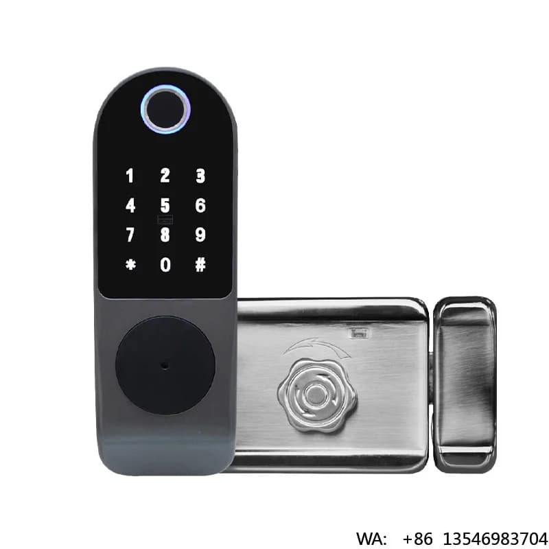 Serrature Intelligenti Tuya con Impronta Digitale e Wi-Fi, Alimentate a Batterie AA, Serrature Biometriche Digitali per Porte d'Hotel