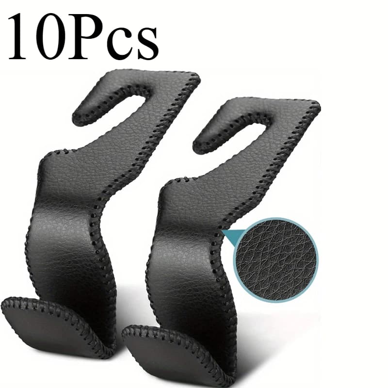 10Pcs Premium Leather Car Hanger Hooks Instantly Upgrade Organize Your Interior with Stylish, Durable Storage for Handbags More