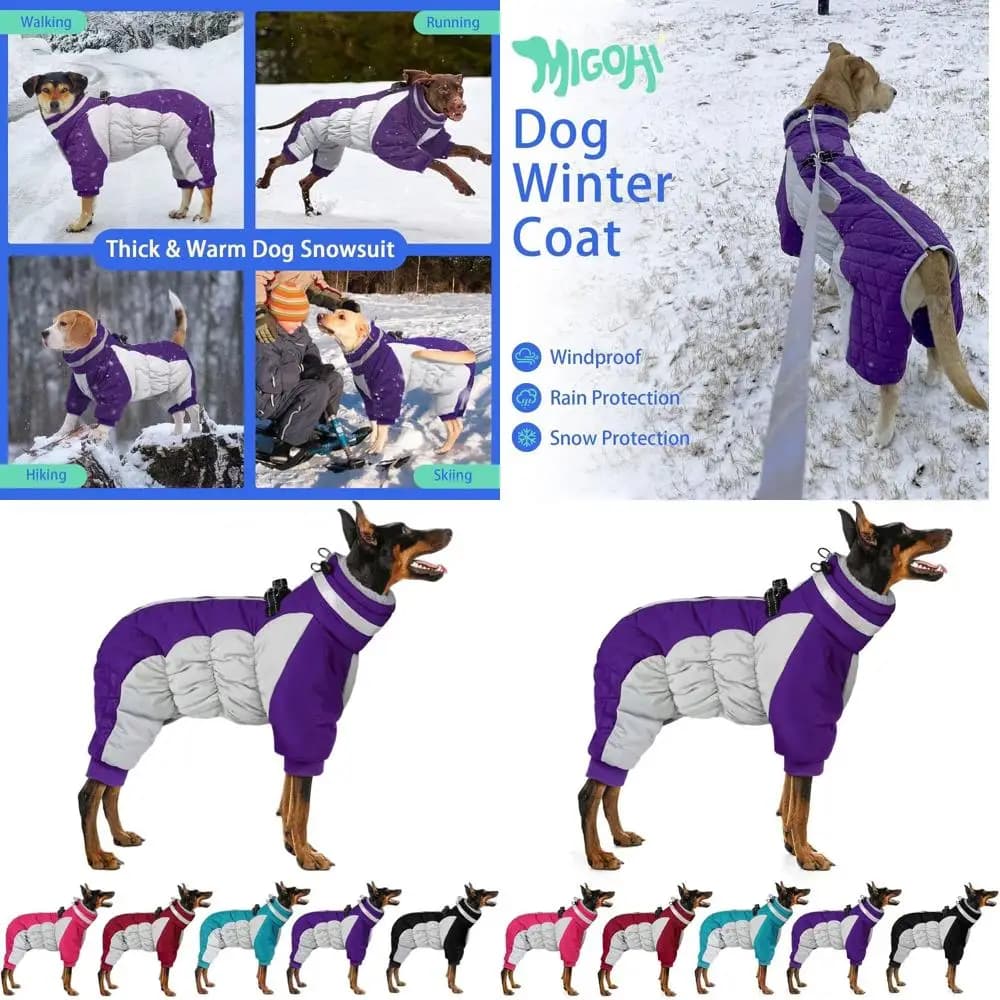 Cappotto Invernale Riflettente per Cani con Imbracatura, Foderato in Pile, Antivento, per Cani di Piccola e Grande Taglia