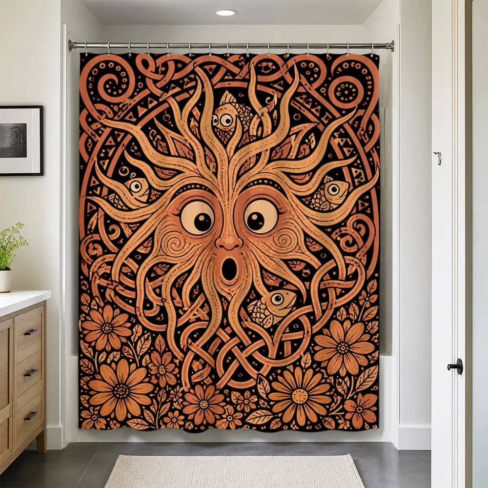 Bohemian Tribal Mandala Pattern Shower Curtain Waterproof Bathroom Liner Boho Floral Witchy Decor Hippie Art Print Jungle Style
