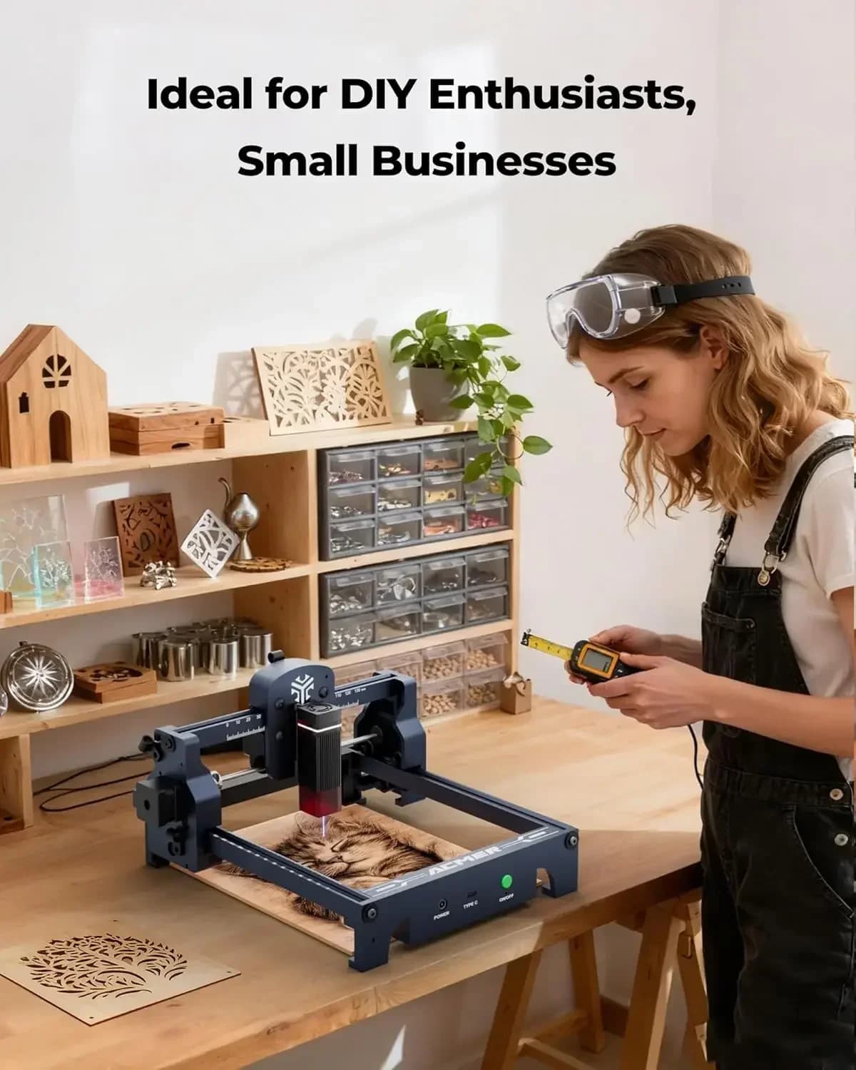 S1 Laser Engraver, 6000mW Laser Engraver Machine Higher Accuracy Wood Cutter and Engraving Machine with Working Area 130x130mm,0