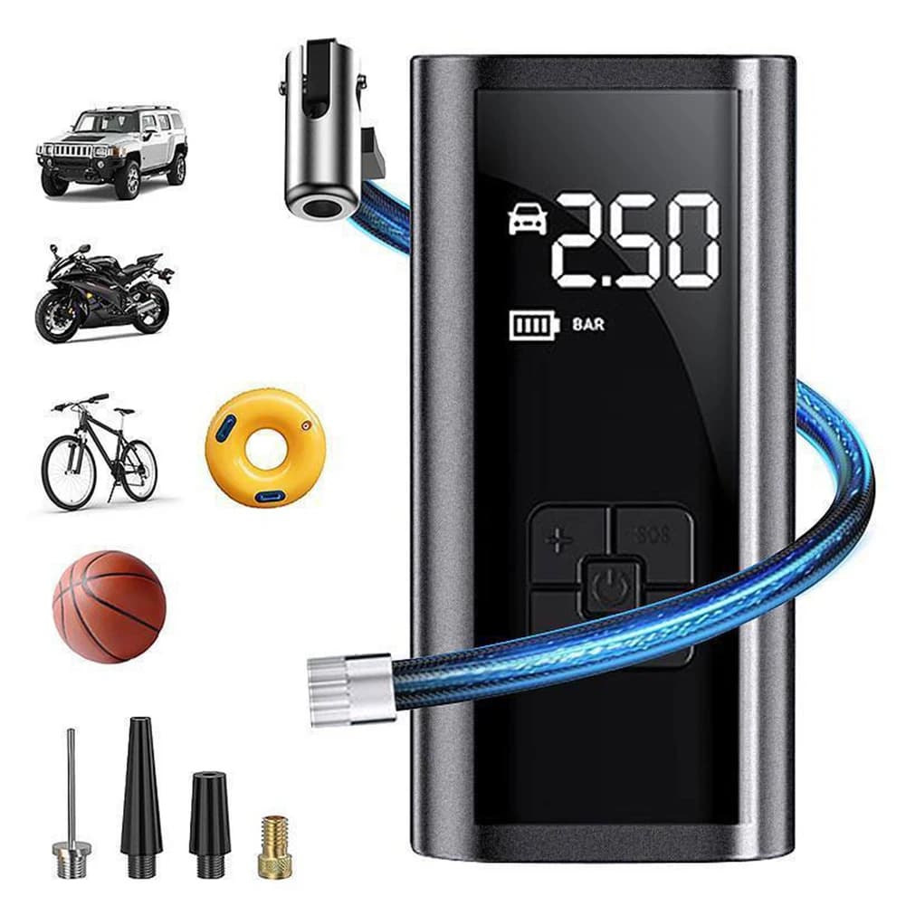 Gonfiatore per pneumatici portatile per pneumatici per auto Pompa ad aria per auto elettrica wireless multiuso per bici da moto