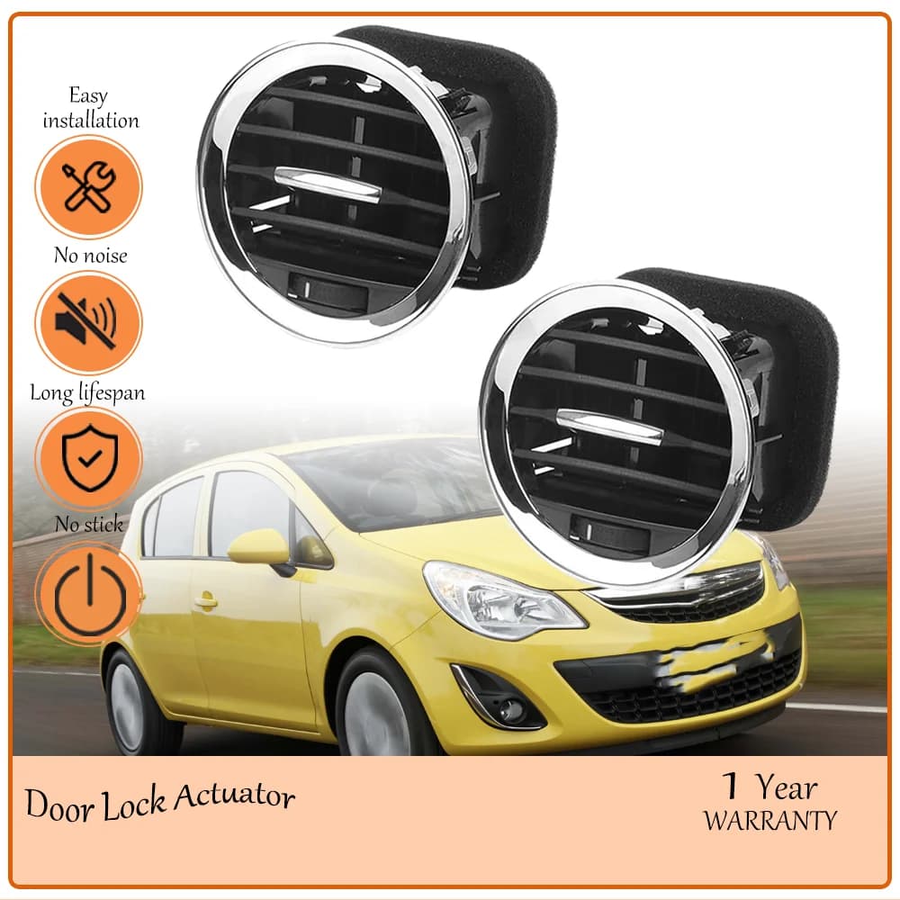 Griglia di Ventilazione AC Premium Nera e Argento con Anello Esterno Cromato, Set di 2 Pezzi, Compatibile con Opel Vauxhall Adam Corsa D MK3 OE 13417363 2201099
