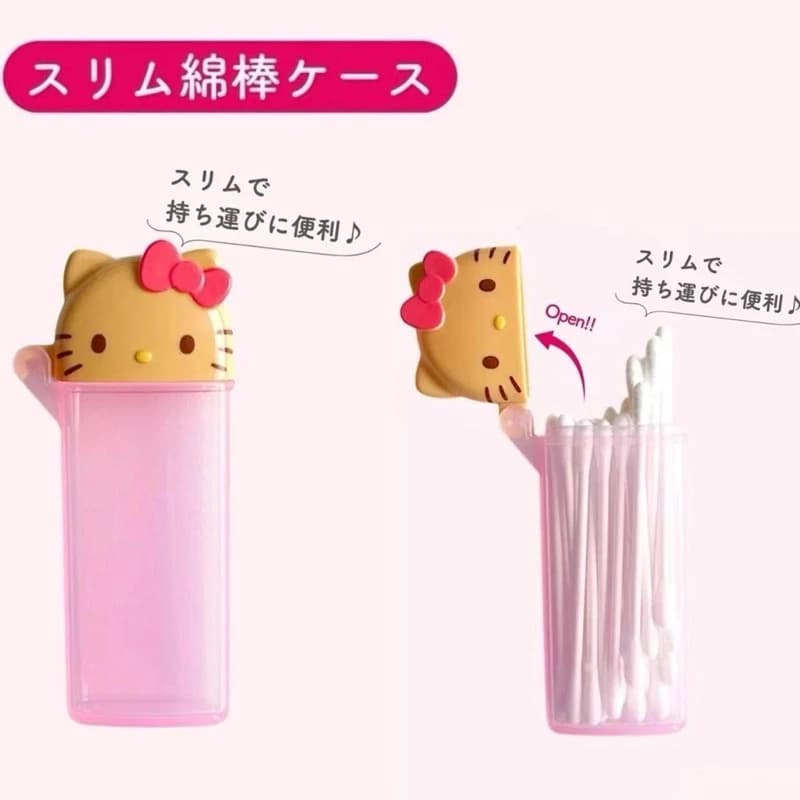 Scatola porta bastoncini di cotone Hello Kitty, contenitore per bastoncini di cotone, organizer per accessori da scrivania, accessori per la giornata di Kitty.