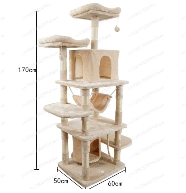Albero per gatti multistrato di grandi dimensioni da 1,7 m e dispositivo per graffiare, lussuoso telaio per arrampicata su gatti