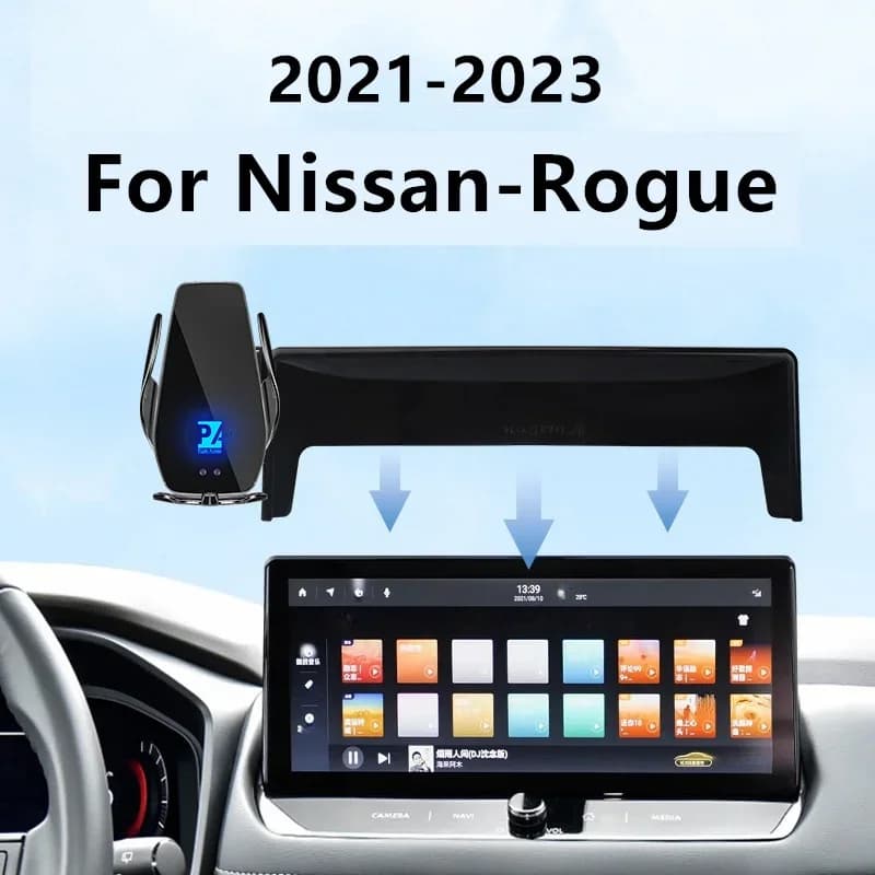 Per il 2021-2023 Nissan Rogue Car Screen supporto per telefono caricabatterie Wireless modifica della navigazione interni 12.3 pollici