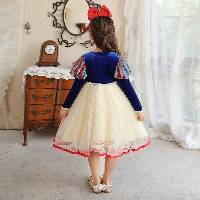 2026 Halloween Princess Snow White For Girls Mesh Puff Full Sleeve Cosplay Costume Children Carnival Party Dress Up SDST9