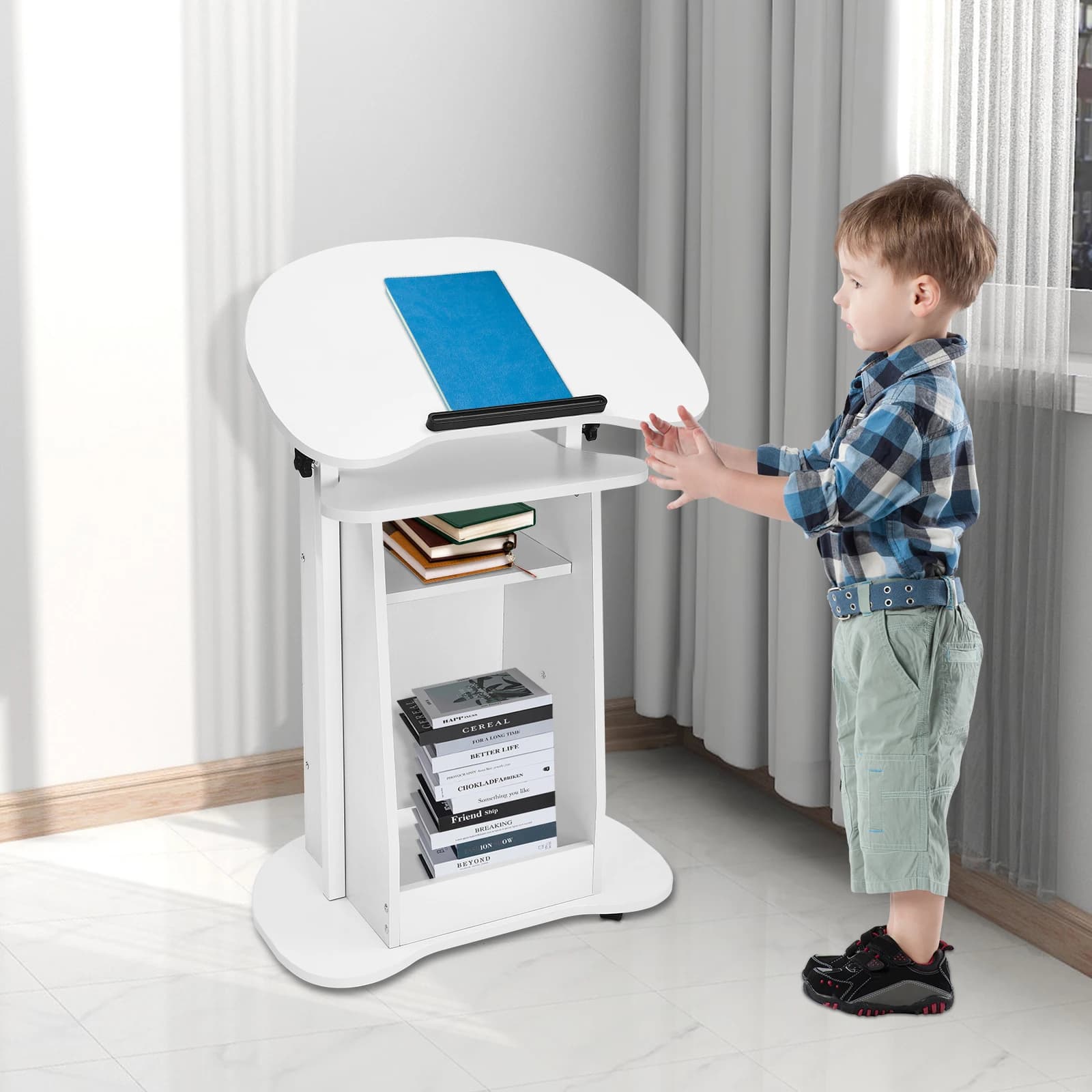 Supporto per presentazioni, lezione mobile in aula per chiesa regolabile in altezza, supporto per presentazioni portatile, carrello per laptop in piedi