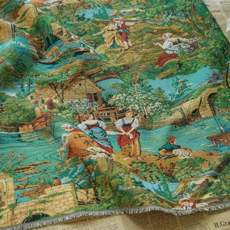 Thick Oil Painting Style Classic Yarn Dyed Jacquard Fabric Decorative Cloth High-end Pillow Bag Sewing Materials