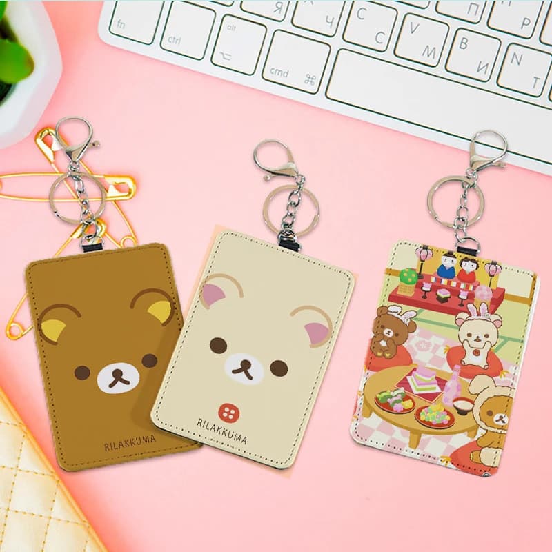 Rilakkuma Portable Transportation Bus Card Holder Keychain Work ID Badge Travel Backpack Bag Card Holders Keychains Wallet Gift