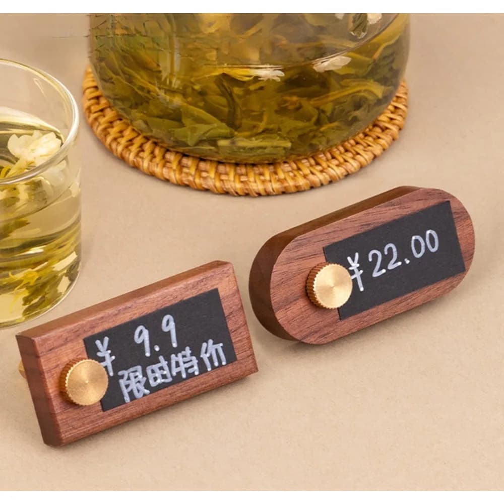 2 Pezzi Espositore in Legno 65x30mm per Etichette di Prezzo Gioielli e Vino, Mini Porta Cartellini Prezzo