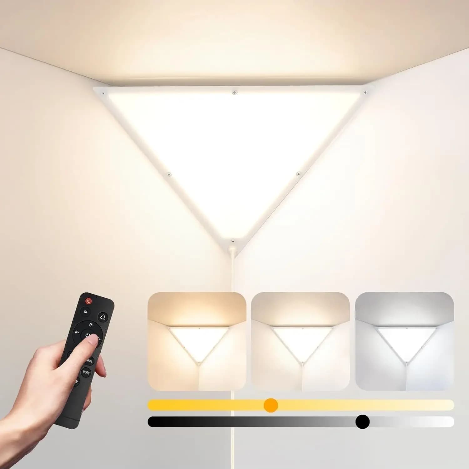 Lampada Angolare Migliorata con Telecomando, Luci Angolari Dimmerabili per Soggiorno, Lampada per Angoli con Cavo da 3 Metri, 22W 2200LM con Spina