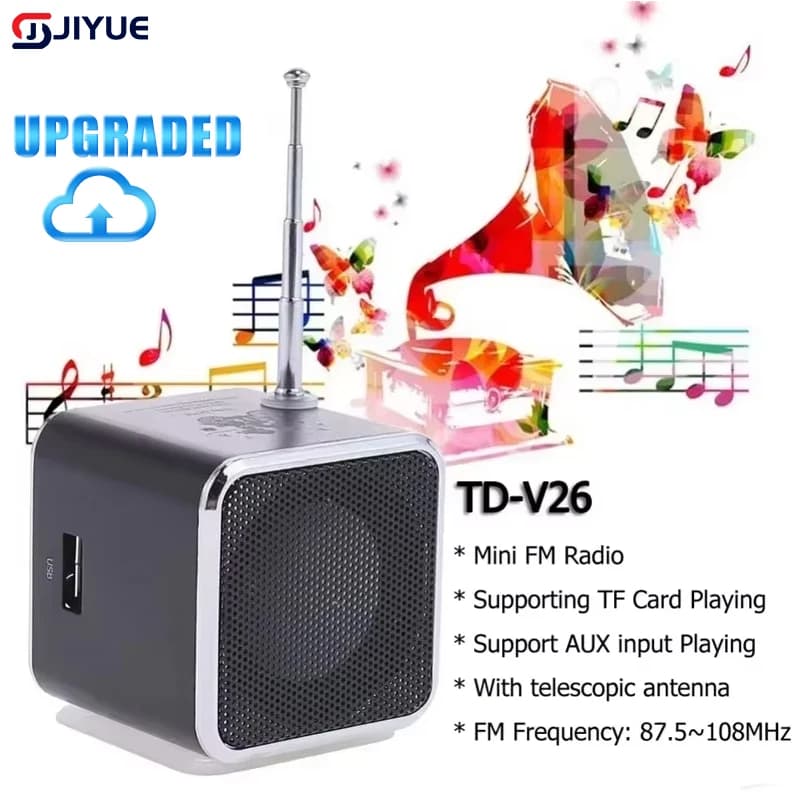 TD-V26 Mini altoparlante audio portatile Scheda TF Radio FM Lettore musicale stereo AUX Altoparlante Bluetooth per feste all'aperto dall'aspetto alto