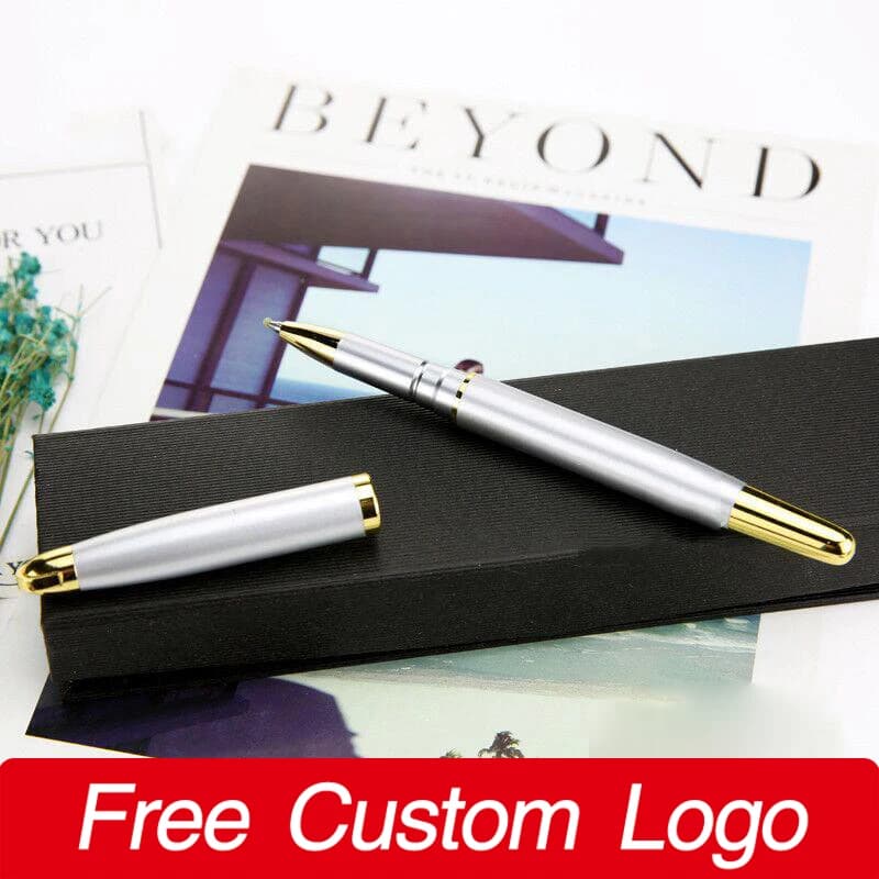 Set di 2 Penne Metalliche Semplici in Confezione Regalo, Personalizzabili con LOGO, Accessori per Ufficio, Regali Aziendali, Set Regalo per Insegnanti e Studenti
