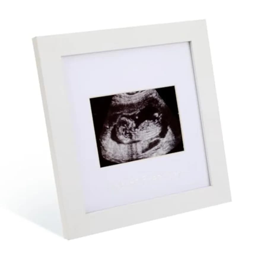 Baby Sonogram Picture Frame - Display 3.5x2.5" Ultrasound Photo, Wooden Pregnancy Announcement Sign, Gender Reveal Decorations